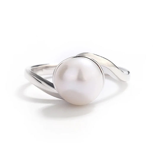 Fashion jewelry sterling silver women's freshwater pearl ring for women girls