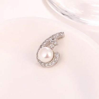 Geometric cz zircon diamond setting 925 sterling silver cultured freshwater pearl pendant for women