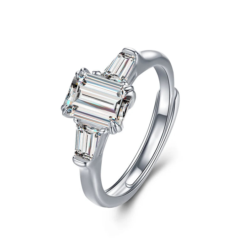 Jeweller Buy New Arrival 925 Sterling Silver 3CT Emerald Cut Moissanite Diamond Ring