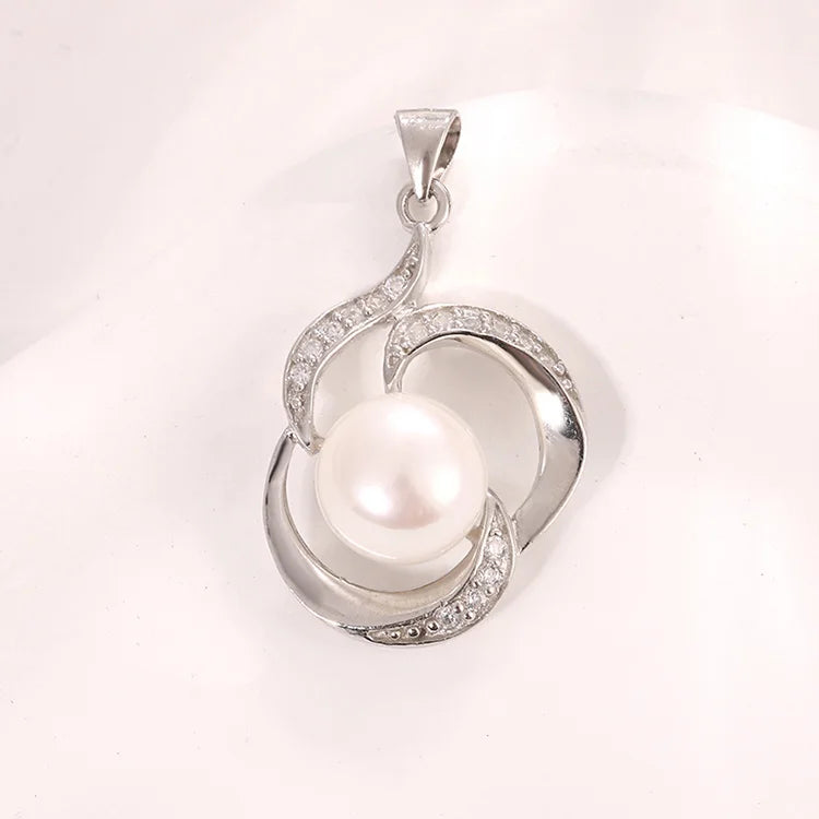 Wholesale ring interwoven 925 sterling silver freshwater pearl charm ladies pendant