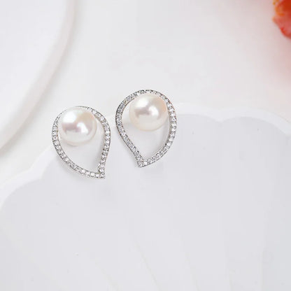 High Quality Wholesale 925 sterling silver fine stud earrings pearls jewelry rhodium plating solution for bridal