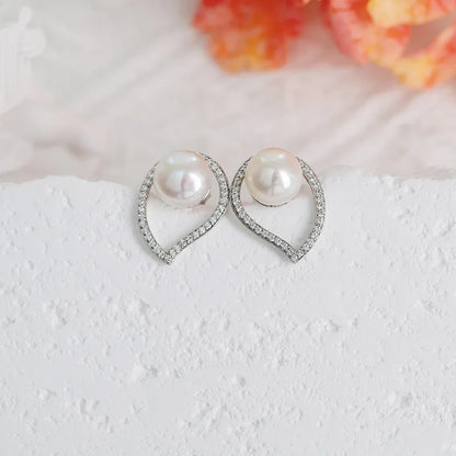 High Quality Wholesale 925 sterling silver fine stud earrings pearls jewelry rhodium plating solution for bridal