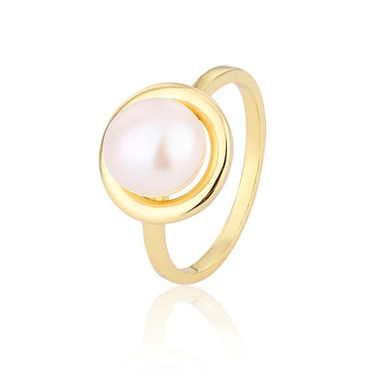 Real freshwater pearl 18k gold plated 925 sterling silver women wedding rings for women