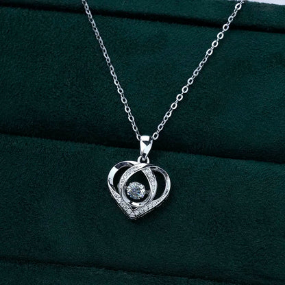 Jeweller Buy S925 Sterling Silver Moissanite Diamond Heart Pendant Necklace with Trendy Link Chain