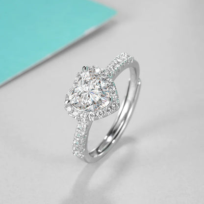 Jeweller Buy 925 Sterling Silver Heart-Shape Moissanite Diamond 1CT Ring Trendy Round Brilliant Cut