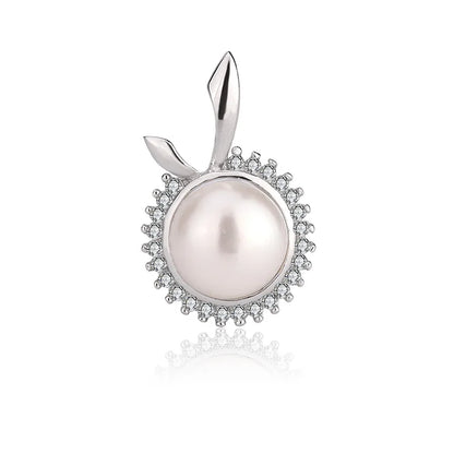 Fine diamond setting border vintage large pearl 925 sterling silver womens charm pendant