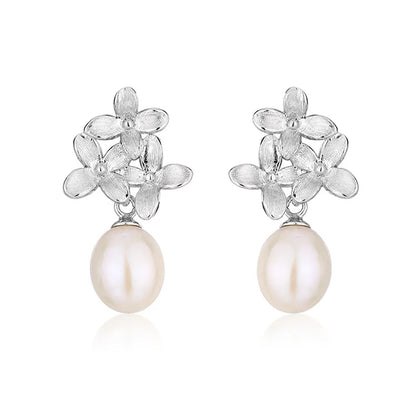 Wholesale bulk trendy luxury irregular shape 925 silver real white pearl studs earrings for women