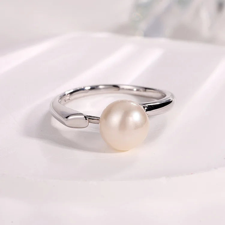 Fashion and simplicity 925 sterling silver fresh water real pearl ring