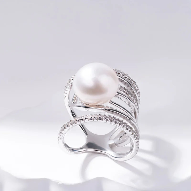 S925 pure silver pearl ring, female niche design, light luxury, high-end feeling, cool style, Instagram trendy fashion