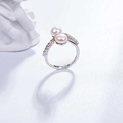 S925 pure silver pearl ring, female niche design, light luxury, high-end feeling, cool style, Instagram trendy fashion