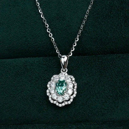 Jeweller Buy 925 Sterling Silver Link Chain Necklace Trendy Green Moissanite Diamond Pendant Jewelry