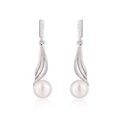 Custom logo earring manufacturer 2024 trend jewelry women zirconia s925 sterling 925 silver simple natural pearl earrings