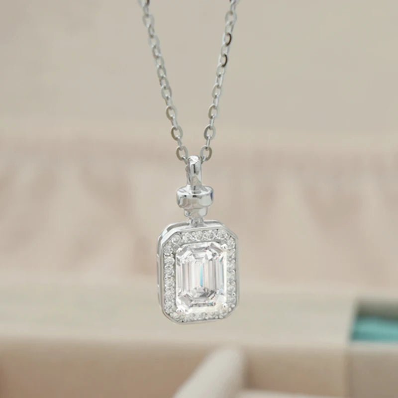 Jeweller Buy 925 Sterling Silver Link Chain Trendy Moissanite Diamond Pendant Necklace Perfume Bottle Shape-for Gift Wedding Party Engagement