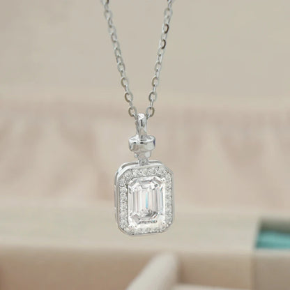 Jeweller Buy 925 Sterling Silver Link Chain Trendy Moissanite Diamond Pendant Necklace Perfume Bottle Shape-for Gift Wedding Party Engagement