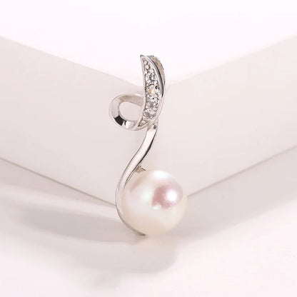 Exquisite simple fashionable 925 sterling silver twisted line shaped freshwater pearl pendant