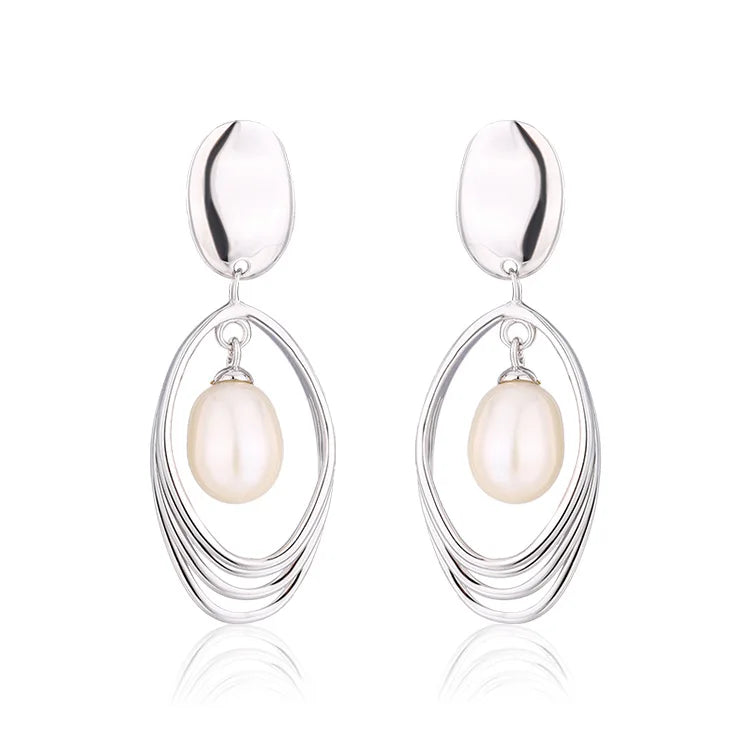 Custom logo oem trendy s925 jewelry 925 sterling silver fresh water pearl stud earrings for women