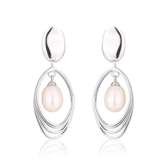 Custom logo oem trendy s925 jewelry 925 sterling silver fresh water pearl stud earrings for women