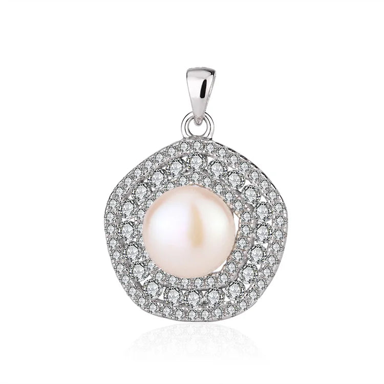 Custom made pendant manufacturer wholesale diamond 925 sterling silver single pearl necklace pendant for chains