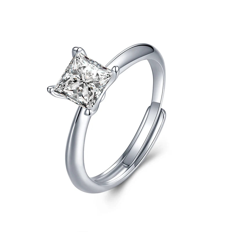 Jeweller Buy Wholesale Trendy Style 925 Sterling Silver Moissanite Diamond Princess Cut Ring