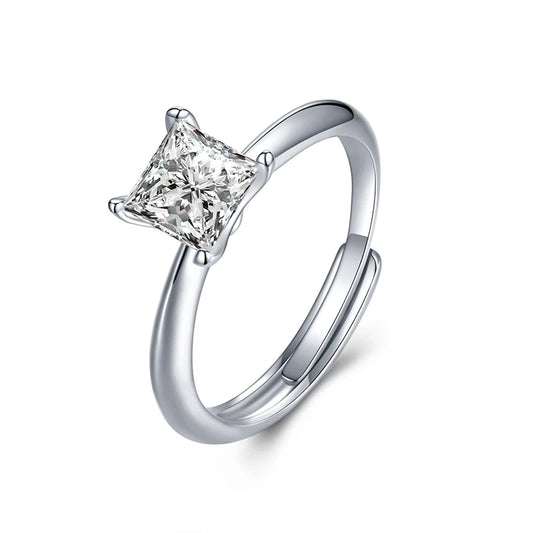 Jeweller Buy Wholesale Trendy Style 925 Sterling Silver Moissanite Diamond Princess Cut Ring