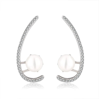 Wholesale bulk oem fine fashion jewelry 925 sterling silver natural pearl diamond luxury women earrings