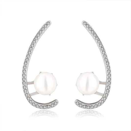 Wholesale bulk oem fine fashion jewelry 925 sterling silver natural pearl diamond luxury women earrings