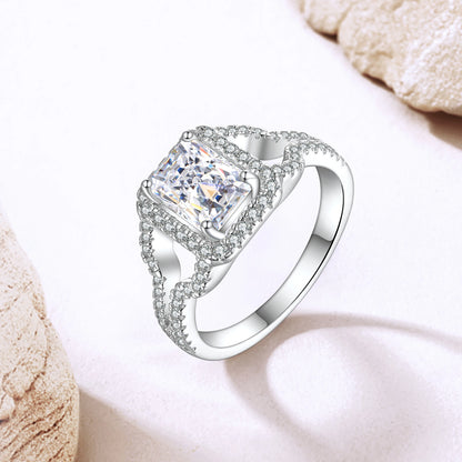 Fashion Silver S925 Wedding Engagement Rings Women Rhodium Plated Sterling Silver Cubic Zirconia Rings Simple