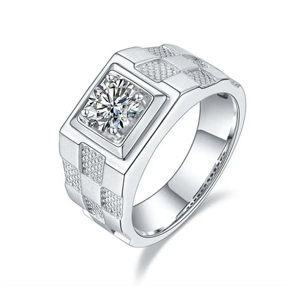 S925 Silver 1 Carat Moissanite Men's Engagement Ring - Perfect for Daily Wear, Parties, Anniversaries, Birthdays, Weddings