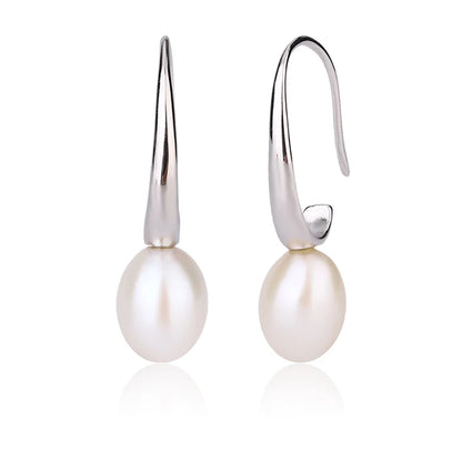 7.5 mm 7mm pearl fashion delicate 925 sterling silver freshwater cultured pearl fish hook earrings