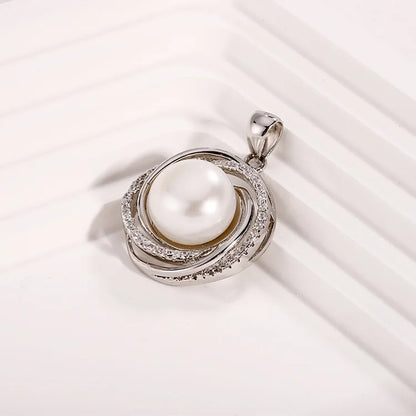 Custom fashion fine sterling silver 925 jewellery pearl round charm pendant necklace for women wholesale