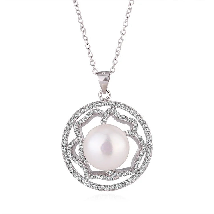 Fashion fine jewelry sets silver pearl ring earrings and pendant necklace set