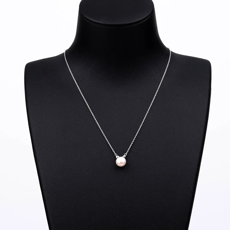 925 sterling silver women teardrop pearl charm drop pendant necklace with pearl pendant