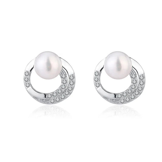 Jewelry bulk wholesale small 925 sterling silver trend ladies moissanite stud earrings with fresh water pearl