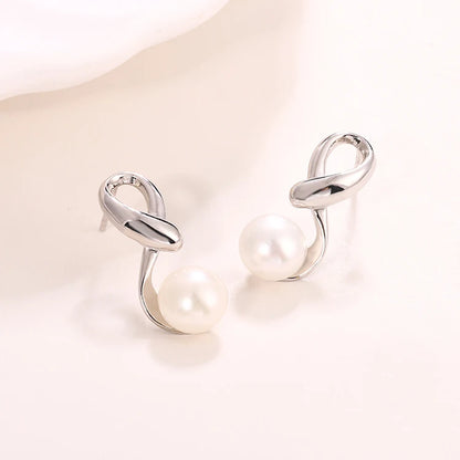 2024 Hot style 925 sterling silver dangle earrings freshwater pearl rhodium plated fine jewelry for women