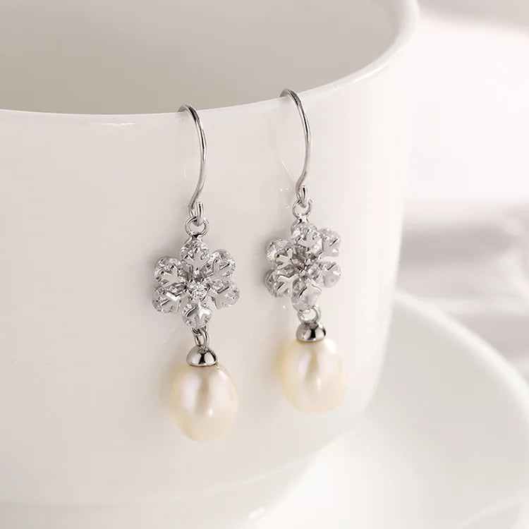 925 sterling silver statement vintage wedding diamond and pearl bridal wedding earrings