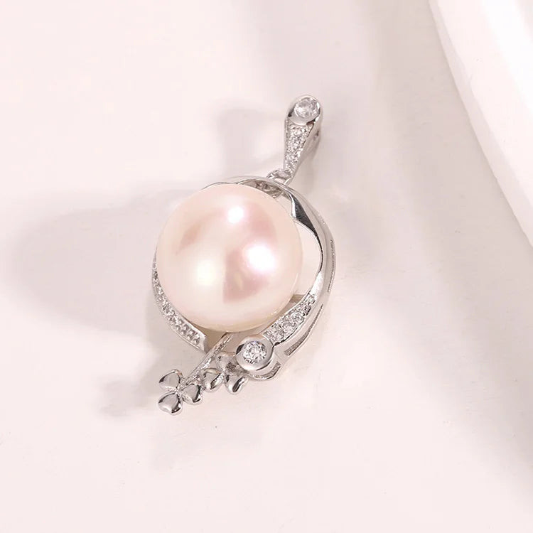 Wholesale personalized 925 sterling silver round large freshwater pearl women pendant