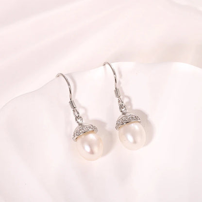 Fish hook earring wires sterling silver 925 freshwater pearl cubic zirconia jewellery for women