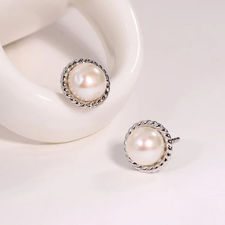 925 sterling silver trending fine fashion luxury women jewelry lightweight pearl stud earrings with pearl stud