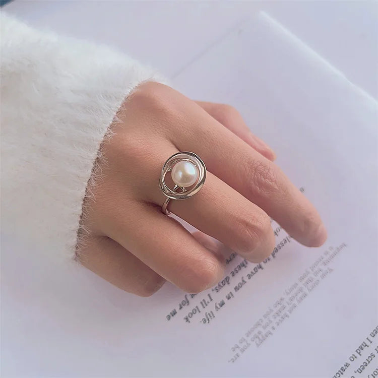 Custom wholesale exquisite jewelry fashionable personalized pearl 925 sterling silver ring