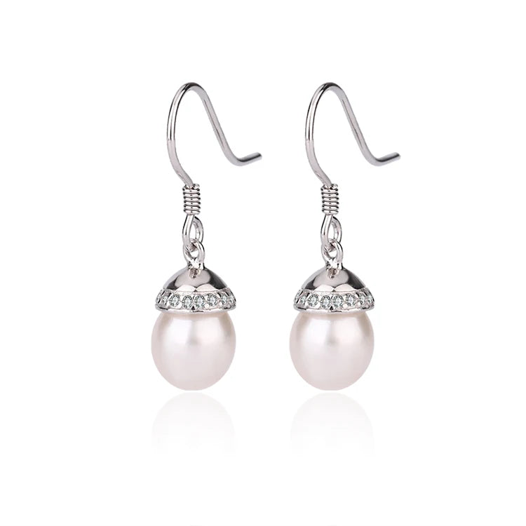 Fish hook earring wires sterling silver 925 freshwater pearl cubic zirconia jewellery for women