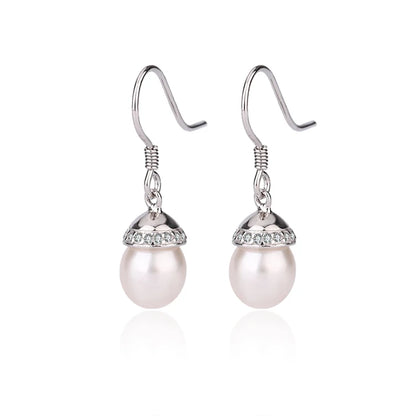 Fish hook earring wires sterling silver 925 freshwater pearl cubic zirconia jewellery for women