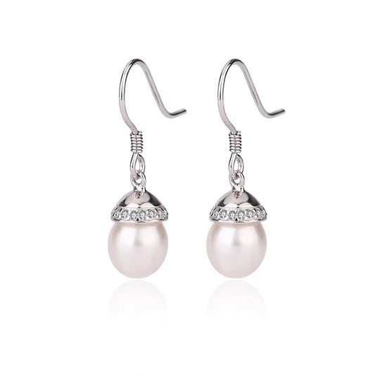 Fish hook earring wires sterling silver 925 freshwater pearl cubic zirconia jewellery for women