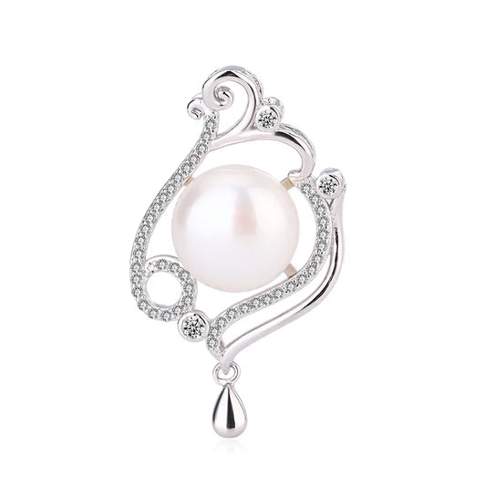 925 sterling silver necklace modern freshwater pearl charm pendant with zircon diamond