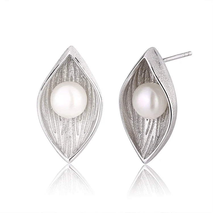 Custom wholesale modern cultured freshwater pearl jewelry 925 sterling silver earrings