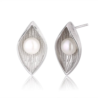 Custom wholesale modern cultured freshwater pearl jewelry 925 sterling silver earrings