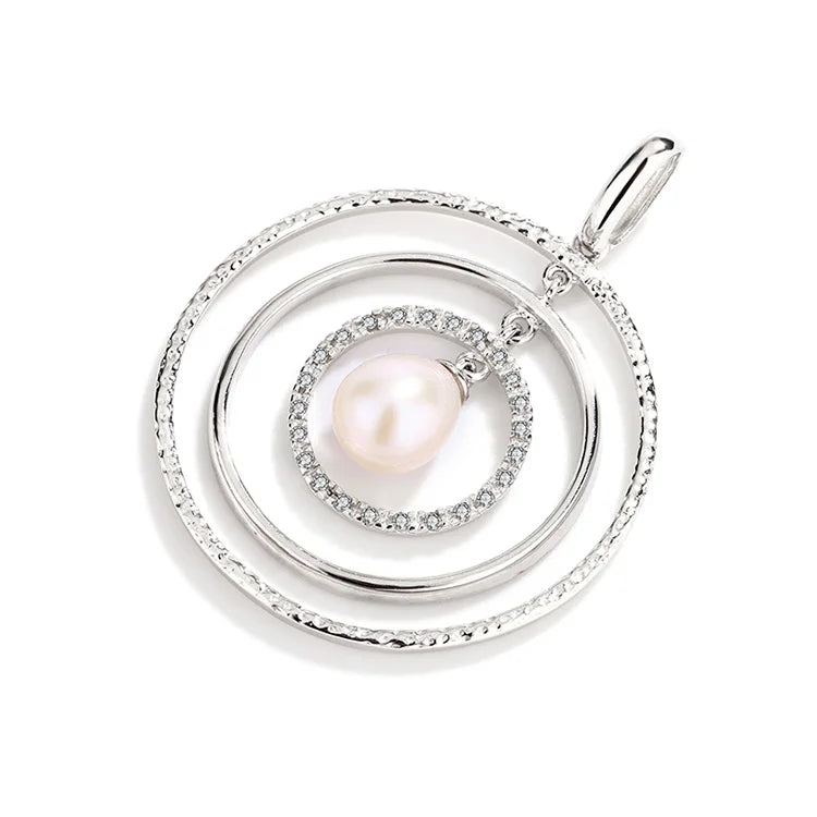 Customizable fine jewelry custom design freshwater pearl 925 sterling silver circle pendant