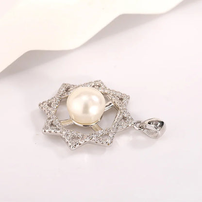 Custom name 925 sterling silver fashion jewelry diamond square zircon single pearl pendant for women wholesale