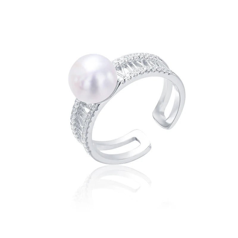 S925 pure silver pearl ring, female niche design, light luxury, high-end feeling, cool style, Instagram trendy fashion