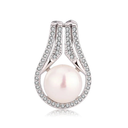 Custom design 925 sterling silver small fine zircon diamond set women freshwater pearl pendant