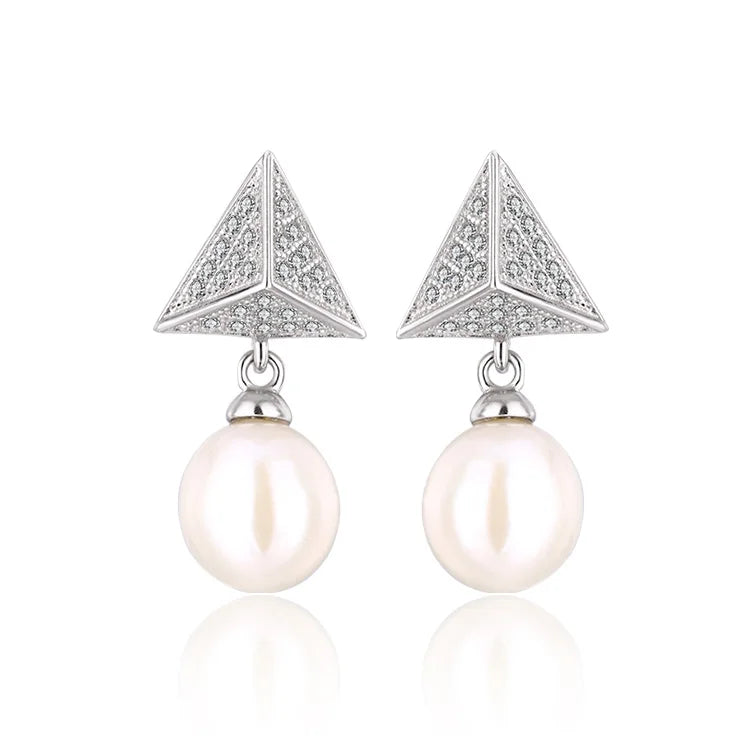 Fine fashion zircon jewelry wholesale 925 sterling silver natural pearl irregular shape luxury stud earrings